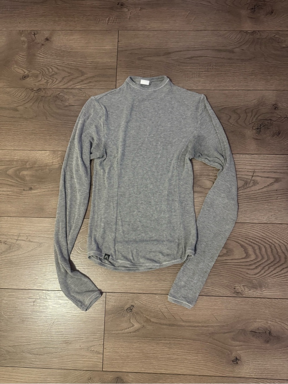 Oner Active Ribbed Grey Mock Neck Long Sleeve Top Size Small